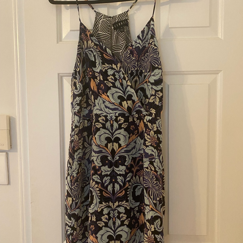 Gold and Brown Sleeveless Spaghetti Strap Mini Slip Dress